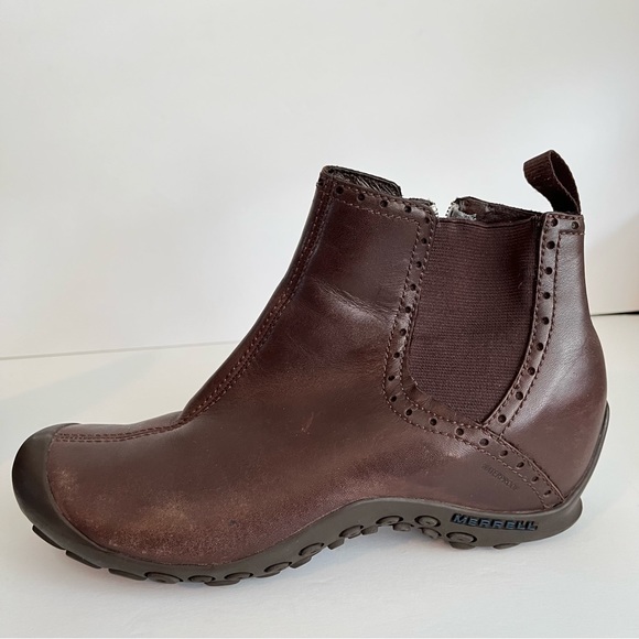 Merrell Plaza Mid Deep Mahogany Waterproof Brown Boots Size 8 - Picture 2 of 12